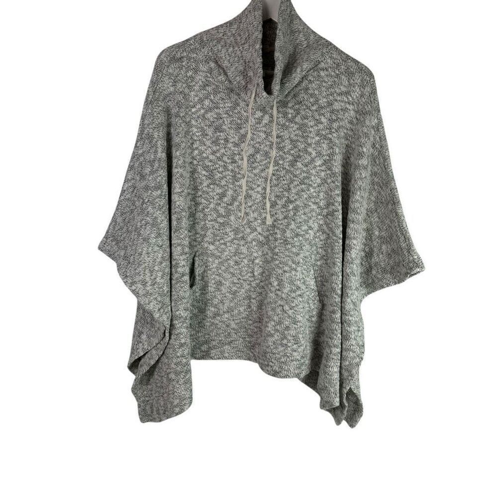 Lou & Grey XL Marled Cowl Neck White Poncho Sweater